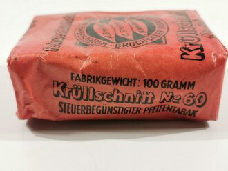 Pack "Feinster Rauchtabak" Kriegsgemeinschaft Bruchsaler Tabakfabriken , ungeöffnet, Steuerbanderole mit Hakenkreuz