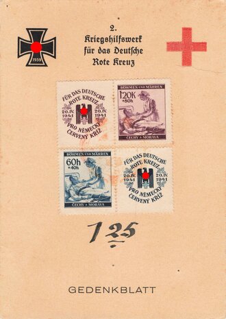 Deutsches Rotes Kreuz, Ganzsache, Gedenkblatt "2. Kriegshilfswerk für das Deutsch Rote Kreuz", 1939, gebraucht, eingerissen
