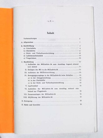 REPRODUKTION D124/2, "Maschinengewehr 34 - Teil 2: MG Lafette", ohne Seitenzahl und Herausgeber,  DIN A5, ungebraucht