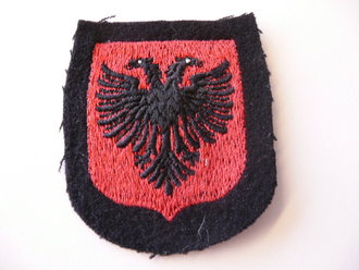Ärmelschild der Albanischen Freiwilligen der Waffen-SS Div. Skanderbeg RZM-gestickte Ausführung. Ungetragen