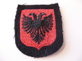 Ärmelschild der Albanischen Freiwilligen der Waffen-SS Div. "Skanderbeg" RZM-gestickte Ausführung. Ungetragen