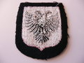 Ärmelschild der Albanischen Freiwilligen der Waffen-SS Div. "Skanderbeg" RZM-gestickte Ausführung. Ungetragen