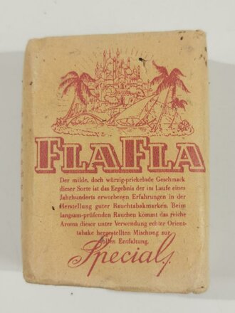 Pack "Fla Fla" Zigaretten Tabak, ungeöffnet, Steuerbanderole mit Hakenkreuz