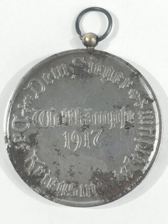 Tragbare Siegermedaille des Kriegsministerium bei den Wettkämpfen 1917. Eisen, Durchmesser 44mm