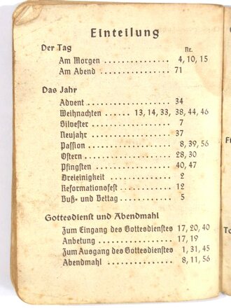 "Evangelisches Feldgesangbuch", 1940er? , "Überreicht durch den Kriegspfarrer Eduard Putz, Berlin" 95 Seiten, Mittler/Berlin, 10,5 x 7,5 cm, gebraucht