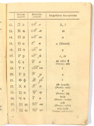 "Deutsch-Russisches Soldaten Wörterbuch", um 1940, 71 Seiten, 8,5 x 12 cm, gebraucht