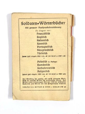 "Deutsch-Russisches Soldaten Wörterbuch", um 1940, 71 Seiten, 8,5 x 12 cm, gebraucht