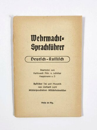 "Wehrmacht-Sprachführer Deutsch-Russisch", 48 Seiten, um 1940, 9,5 x 14 cm, gebraucht, diverse Blätter lose