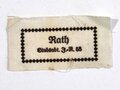 1. Weltkrieg/Infanterie-Regiment „Graf Bülow von Dennewitz“ (6. Westfälisches) Nr. 55? Wäscheetikett für einen Angehörigen der "Stabsabt. I.-R. 55", ca. 3,5 x 6 cm, Textil, neuwertig