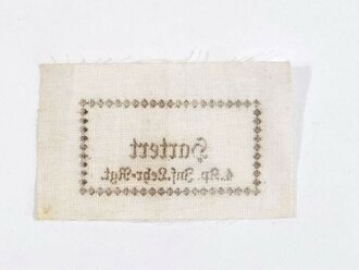 Wäscheetikett für einen Angehörigen  der "4. Kp.Inf. Lehr-Rgt.", ca. 3,5 x 6 cm, Textil, neuwertig