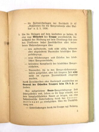 Dienstvorschrift " Panzerabwehr aller Waffen", Heft 2a, Panzer-Erkennungsdienst, Sowjet-Rußland, Marineoberkommando Ostsee/Oberkommando des Heeres, 27.1.1942, 23 Seiten, 16 x 12 cm, gebraucht