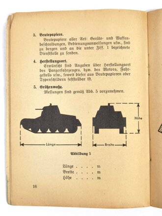 Dienstvorschrift " Panzerabwehr aller Waffen", Heft 2a, Panzer-Erkennungsdienst, Sowjet-Rußland, Marineoberkommando Ostsee/Oberkommando des Heeres, 27.1.1942, 23 Seiten, 16 x 12 cm, gebraucht