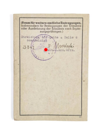 Wehrmacht Führerschein, Frankfurt am Main, 25.7.1942, 10,5 x 14,5 cm, gebraucht