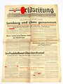 "Feldzeitung der Armee an der Schelde - Somme - Seine", Titelblatt: "Lemberg und Libau genommen", Nr. 299, Lille, 1. Juli 1941, hrsg. v. d. Propagandakompanie, gefaltet, gebraucht