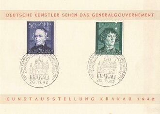 Generalgouvernement, Ganzsache "Deutsche Künstler sehen das Generalgouvernement - Kunstausstellung Krakau Tuchhallen - 20.11.1942", ungelaufen