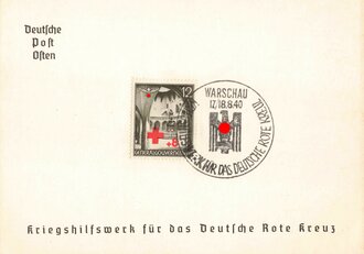 Deutsches Rotes Kreuz/Kriegshilfswerk/Generalgouvernement, 4 Gedenkblätter/Ganzsachen mit Umschlag: Krakau/Lublin/Warschau/Radom 17./18.8.1940", Deutsche Post Osten, ungelaufen, neuwertiger Zustand