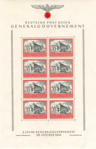 Generalgouvernement/Deutsche Post Osten, Ganzsache "5 Jahre Generalgouvernement - 26. Oktober 1944", ungelaufen