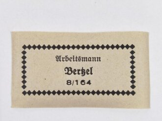 RAD, Wäscheetikett für einen Arbeitsmann, ca. 3,5 x 6 cm, gummiertes Papier