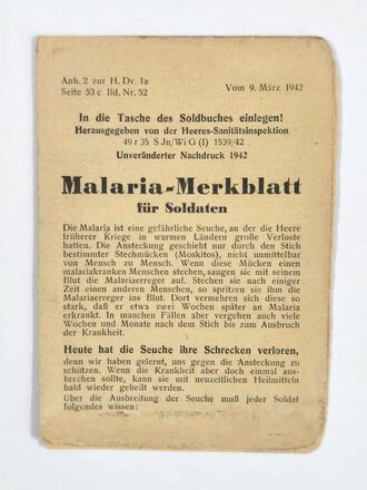 "Malaria-Merkblatt für Soldaten", 9....