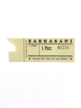 NSV, Programmheft und Eintrittskarte für den Zirkus Sarrasani, Stempel: Amt für Volkswohlfahrt, Berlin, um 1940, gebraucht