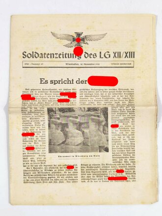 "Soldatenzeitung des LG XII/XIII", Titelblatt:...