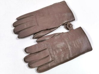 Paar gefütterte Handschuhe für Offiziere aus braunem, weichen Leder, ungetragenes Paar