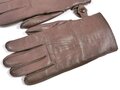 Paar gefütterte Handschuhe für Offiziere aus braunem, weichen Leder, ungetragenes Paar