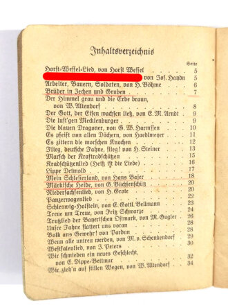 Liederbuch für den Deutschen Soldaten mit Vorwort des Führers, 35 Seiten, ohne Jahr, gebraucht