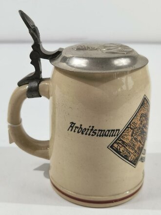 Erinnerungskrug 0,5 Liter " Zur Erinnerung a.m. Arbeitsdienstzeit in Speyerdorf/Pf 1934/35. Unbeschädigt, gebraucht