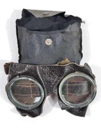 Allgemeine Schutzbrille Wehrmacht in Kunstlederhülle, mit getönten Gläsern, Hülle lässt sich nicht schliesen