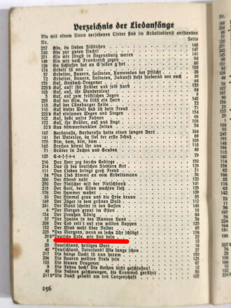 RAD "Singend wollen wir marschieren... Liederbuch des Reichsarbeitsdienstes", 2. Auflage, Der Nationale Aufbau Verlag, hrsg. v. Reichsarbeitsführer Thilo Scheller, 160 Seiten, 10,5 x 15 cm, gebraucht