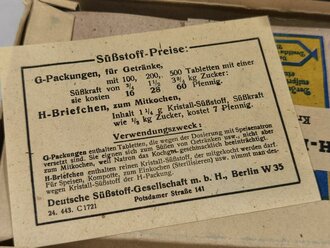 100 Briefchen "Kristall Süßstoff Saccarin" in der originalen Umverpackung