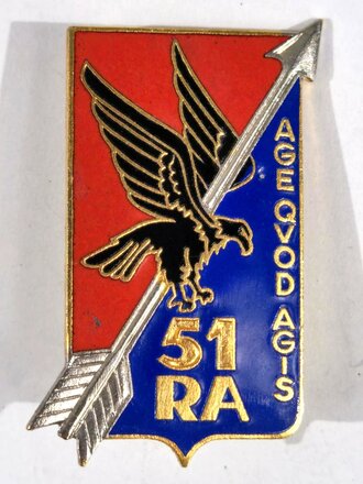 Frankreich, Metallabzeichen/Badge, 51. Régiment dArtillerie (RA), Arthus Bertrand/Paris