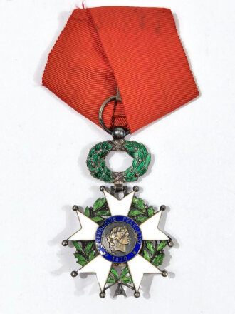 Frankreich bis 1940, Médaille de Chevalier de la Légion dhonneur, 3ème République, ca. 4,5 cm, mit Band, Farben in der Tricolore fehlen, gebraucht