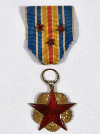 Frankreich 1. Weltkrieg, Médaille des blessés de guerre, drei Sterne, mit Band, ca. 3,5 cm