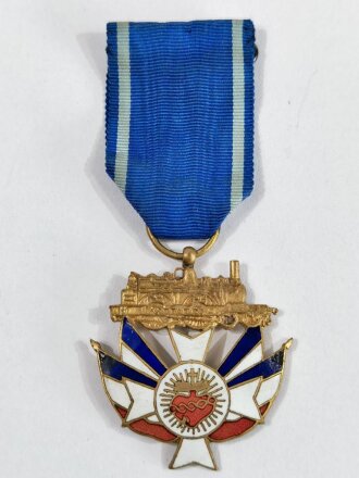 Frankreich, Medaille Association Catholique des Cheminots Train SNCF, Eisenbahn, mit Band, ca. 3,5 cm, guter Zustand