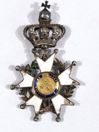 Frankreich bis 1918, Medaille de Chevalier de lOrdre de la Legion dHonneur Henri IV Roi de France  et de Navarre 1814 , ohne Band, gebraucht, Emaille beschädigt, ca. 3,5 cm