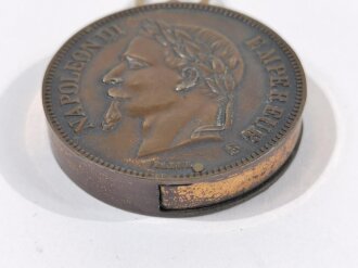 Frankreich vor 1918, Medaillon 5 Franc 1870, Napoleon III, Empire Francais, ca. 4 cm
