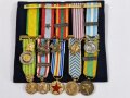 Frankreich WWII/Indochina/Marokko/Extreme Orient, Bandschnalle/Ribbon/Ordensspange mit 10 Auszeichnungen, Rappel de décorations, sehr guter Zustand