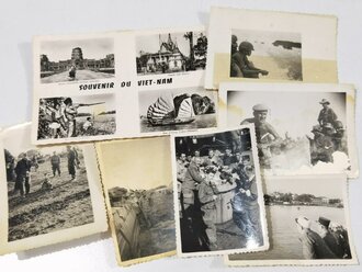 Frankreich nach 1945, Indochina, Fremdenlegion/Legion Etranger, 6 Fotografien und 1 Postkarte (Nam-Phat, Saigon, Vietnam) eines Deutschen Soldaten i.d. Fremdenlegion, Kleinformat, teilweise vergilbt, s/w