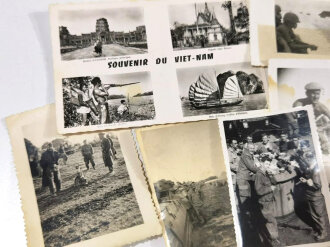 Frankreich nach 1945, Indochina, Fremdenlegion/Legion Etranger, 6 Fotografien und 1 Postkarte (Nam-Phat, Saigon, Vietnam) eines Deutschen Soldaten i.d. Fremdenlegion, Kleinformat, teilweise vergilbt, s/w