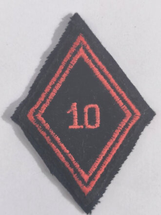 Frankreich nach 1945, Stoffabzeichen/Kragenspiegel "10", Spahis, Kolonialtruppe, gebraucht