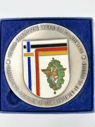 Frankreich nach 1945, Medaille in Etui, Deutsch-Französische Brigade, Versorgungs-Bataillon de Commandement et de Soutien, guter Zustand