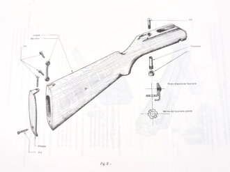 Frankreich nach 1945, Dienstvorschrift, Fusil semi-automatique de 7,5mm, Modele 1949-56, Ecole Superieure et dApplication du Materiel (ESAM), 1983, 35 Seiten, DIN A4, gebraucht
