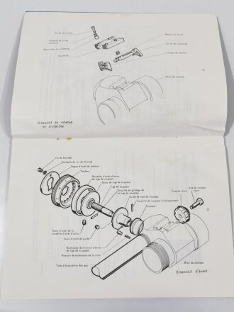 Frankreich nach 1945, Dienstvorschrift, Mortier de 60mm CS, Modele 1961/1961-67, Ecole Superieure et dApplication du Materiel (ESAM), 1989, 42 Seiten, DIN A4, gebraucht, Wasserschaden