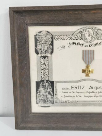 Frankreich WWII, "Diplome du Combatant...