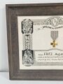 Frankreich WWII, "Diplome du Combatant 1939-1945" mit Orden, 72. Regiment dInfanterie, "Campagne Ligne Maginot", Maginotlinie, ca. 43 x 51 x 3 cm, mit Rahmen, guter Zustand