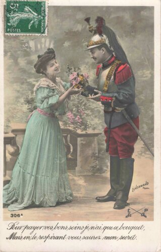 Frankreich 1. Weltkrieg, Fotopostkarte koloriert, gelaufen, 9 x 14 cm