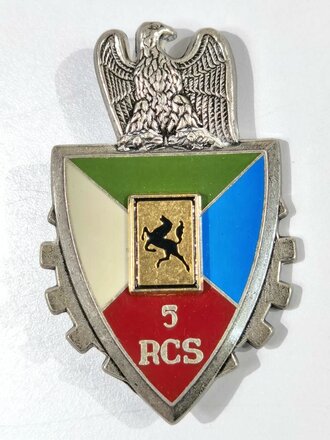 Frankreich nach 1945, Metallabzeichen, 5e régiment de commandement et de soutien (5. RCS), Landau/Baden-Baden, Delsart/Sens, gebraucht