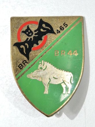 Frankreich nach 1945, Luftwaffe/Aviation, Metallabzeichen BR 465 (Chauve-Souris)/BR 44 Sanglier, Escadron de chasse 3/3 Ardennes, Drago/Paris, gebraucht